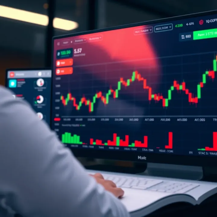 Screenshot of IQ Option Web platform interface showing investment options and trading charts