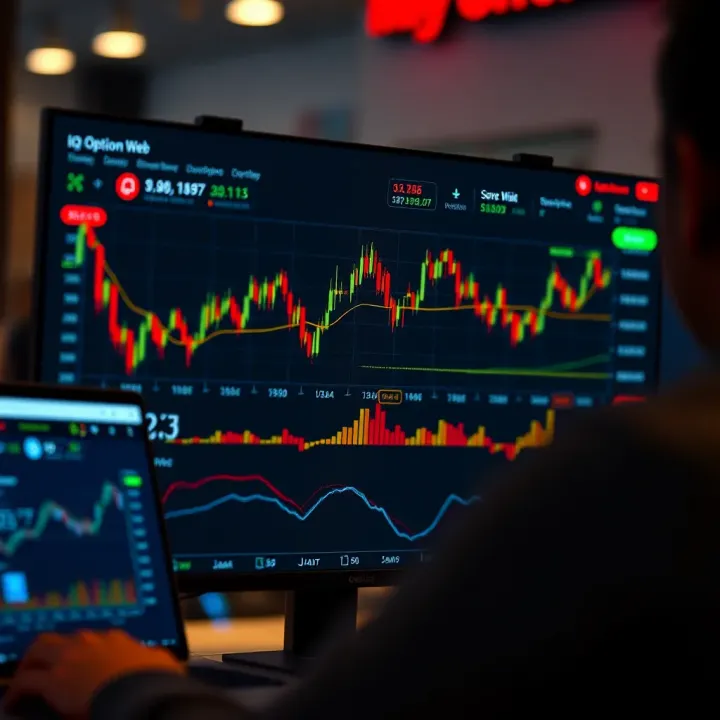 Interface of IQ Option Web platform showcasing trading charts and options