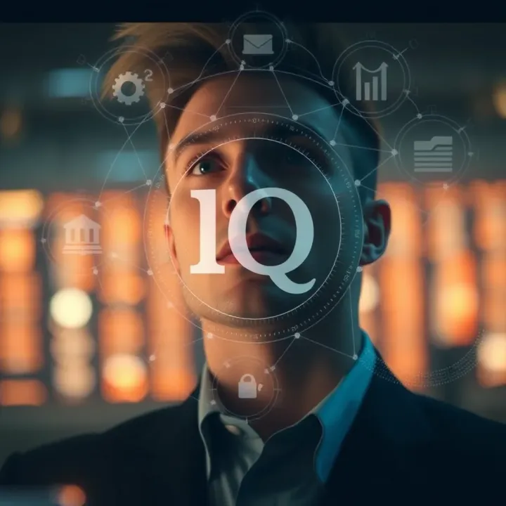 Conceptual graphic showing the application of intelligence quotient verification in educational and professional settings