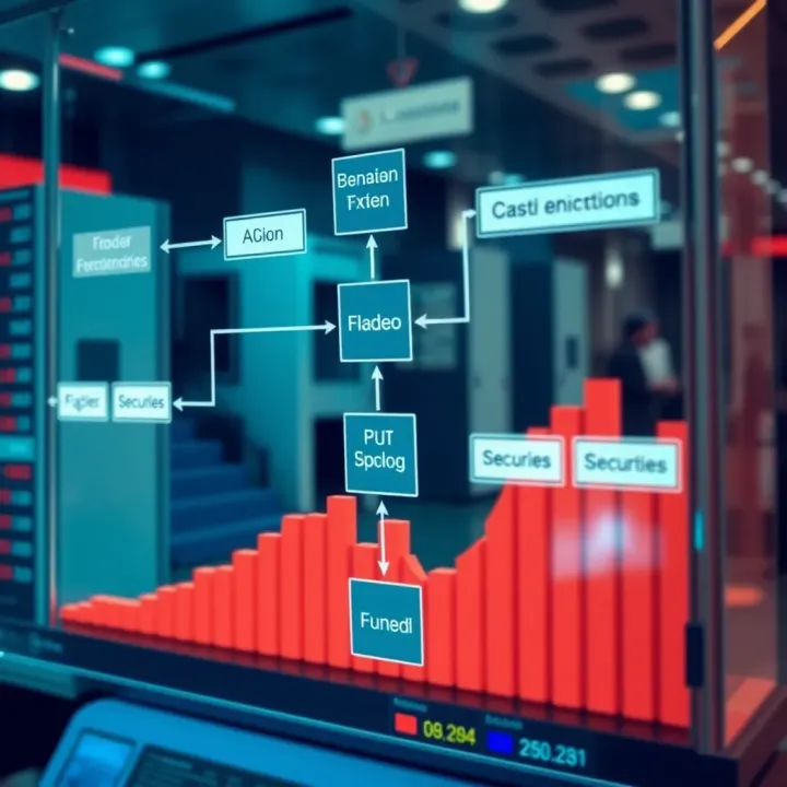 Diagram showing the flow of securities and funds between stock exchange participants in Brazil