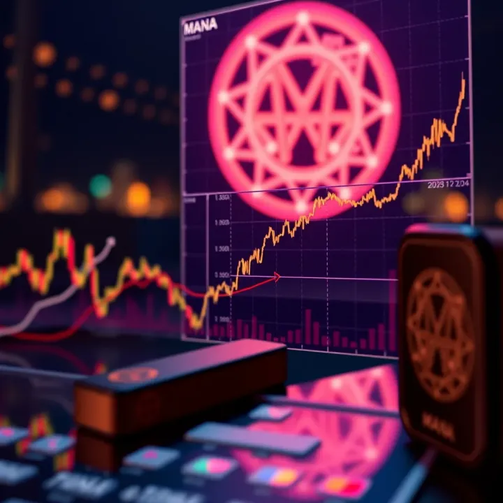 Graph illustrating cryptocurrency market trends and metaverse influence impacting MANA token value