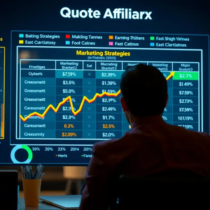 Chart showing different marketing strategies and earning potential within Quotex affiliate program