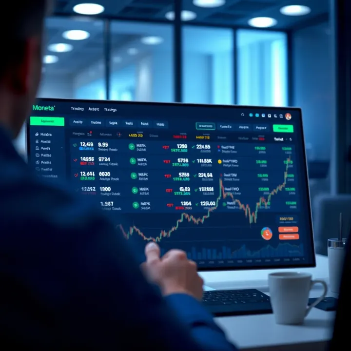 Dashboard overview of financial trading platform showing various asset options and market trends