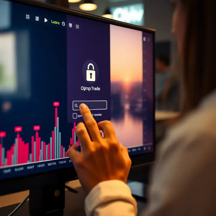 User entering credentials on the login screen of Olymp Trade platform