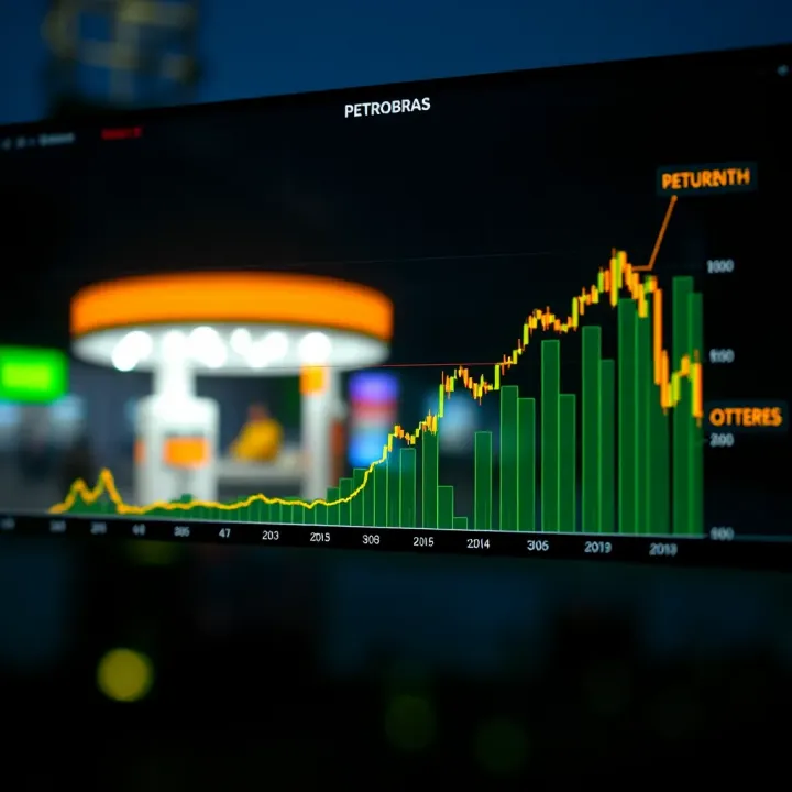 Graph showing monthly returns of Petrobras stocks combining dividend income and share price appreciation