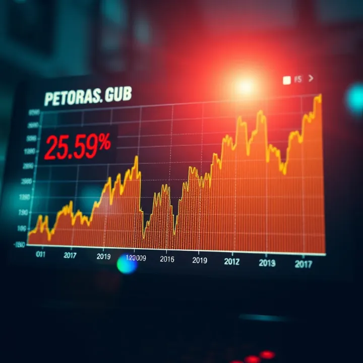 Graph showing historical stock performance of Petrobras over time with fluctuations and trends