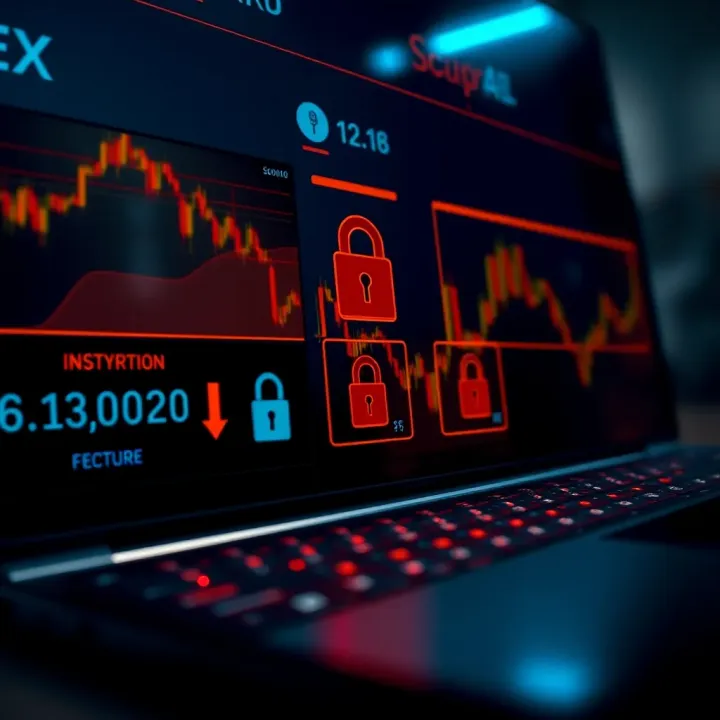 Visual representation of security features including encryption and secure login for online trading