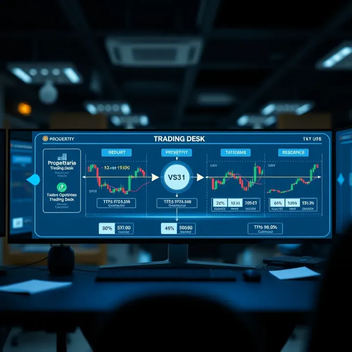 Proprietary Trading Desk Functionality in Forex Market Diagram illustrating proprietary trading desk operations in the forex market