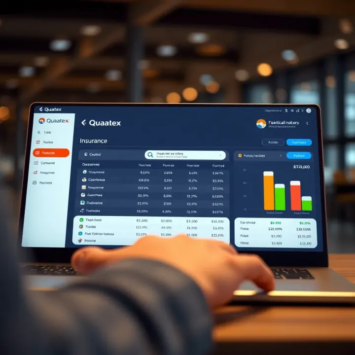 Dashboard interface of Quoatex showing insurance policy comparisons