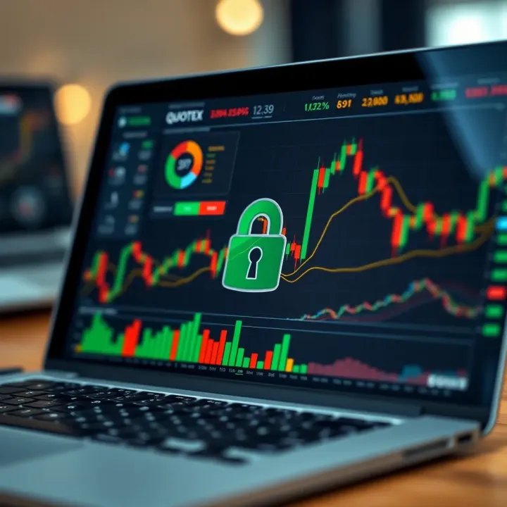 Graphical representation of trading strategies and security features on Quootex