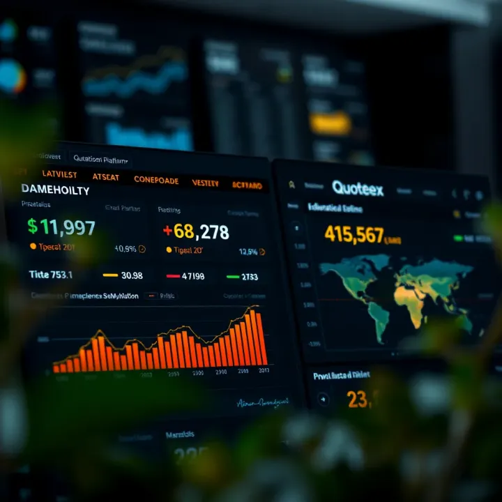 Dashboard interface showcasing online quotation platform features and analytics