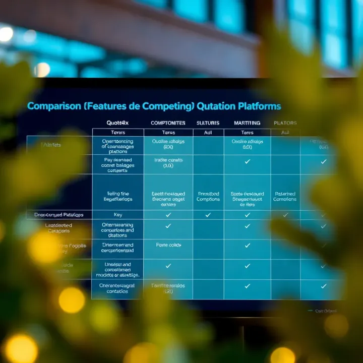 Comparison chart highlighting key functionalities of Quoteex and competitor platforms