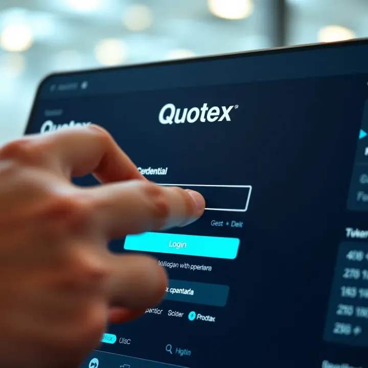 User entering login credentials on the Quotex platform interface
