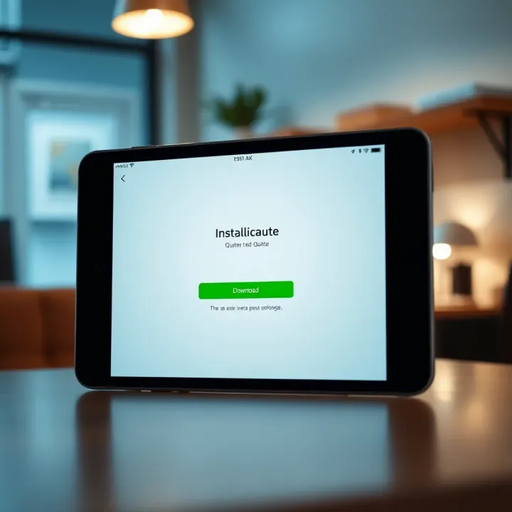Digital device showing the installation screen of the Quotex app with download progress
