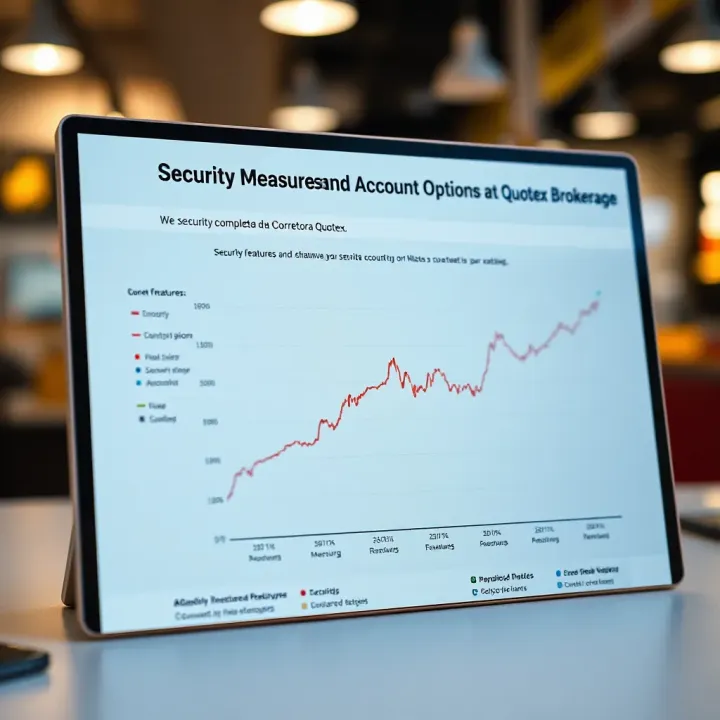 Graph highlighting security features and account types available on Quotex brokerage platform