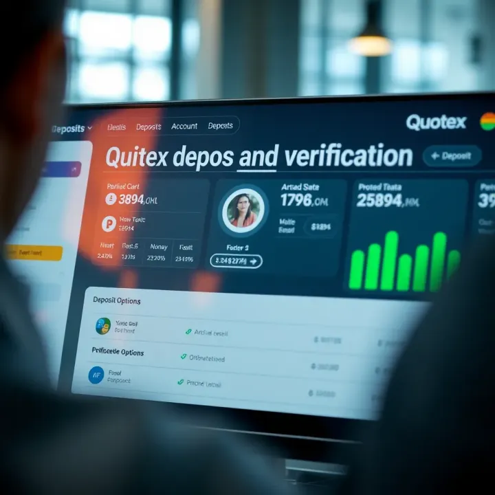 Dashboard displaying deposit options and account verification status on Quotex