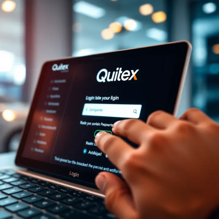 User entering login credentials on the Quotex platform interface