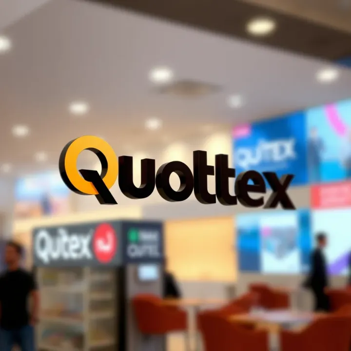 Graphic elements and color palette used in Quotex logo highlighting brand identity