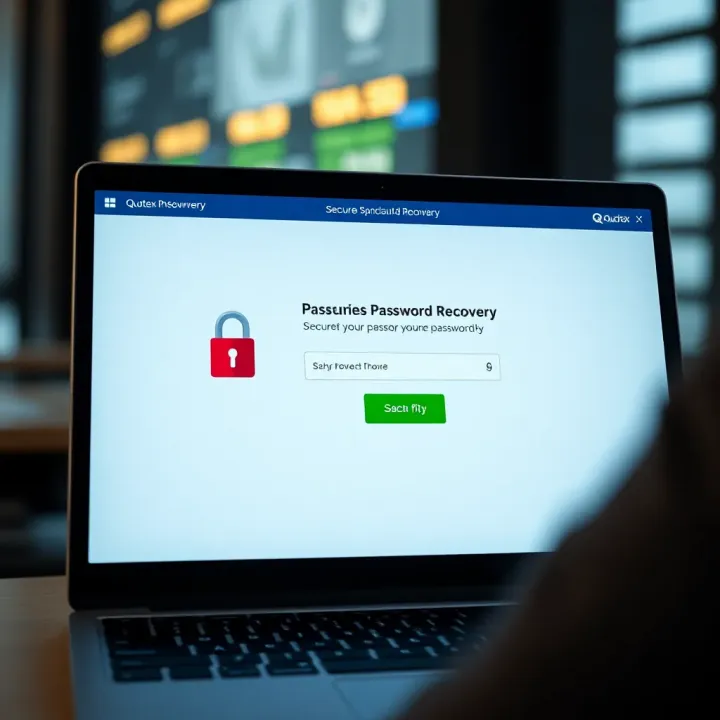 Secure password recovery screen with security prompts on Quotex platform