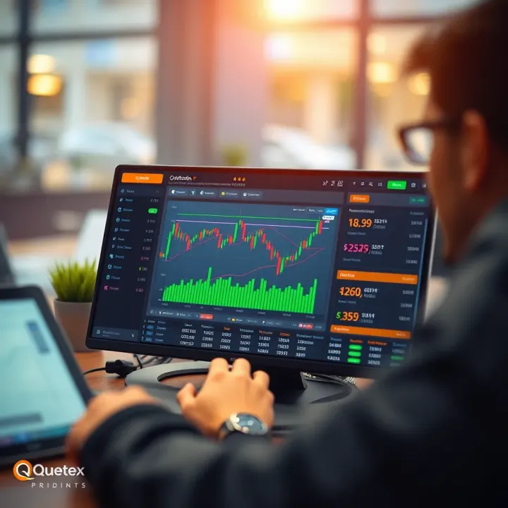 Illustration of a user-friendly digital trading platform interface showing charts and trading options