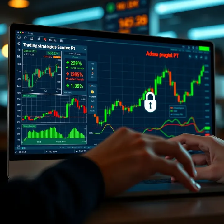 Graphical representation of trading strategies and security features on Quotex PT
