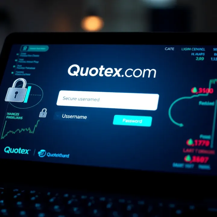 Secure login interface of Quotex.com showing username and password fields