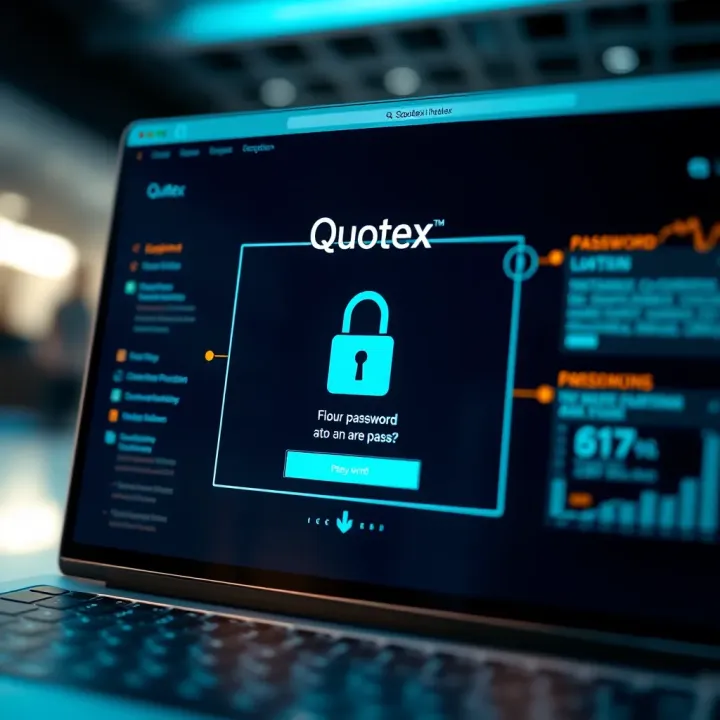 Secure login screen for Quotex platform with highlighted password protection features