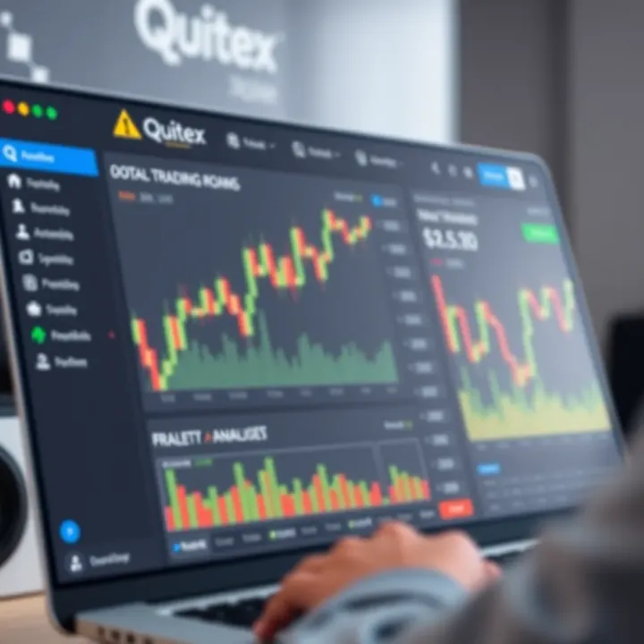 Dashboard interface of Quotex trading platform showing various financial assets and trading options