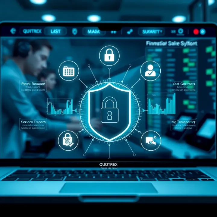 Visual representation of security measures and support services provided by Quotrex for safe online trading