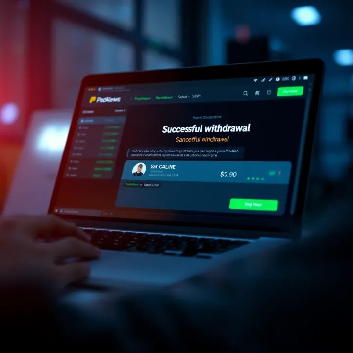 Secure online transaction confirmation screen illustrating successful funds withdrawal