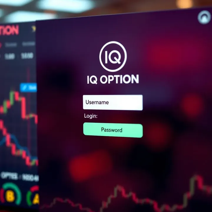 Secure login interface of IQ Option platform showing username and password fields