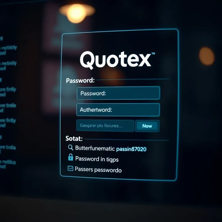 Secure login interface of Quotex platform showing password entry and authentication options