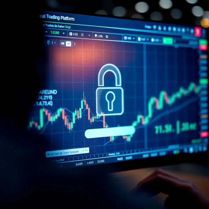 Secure login screen for accessing a financial trading platform safely