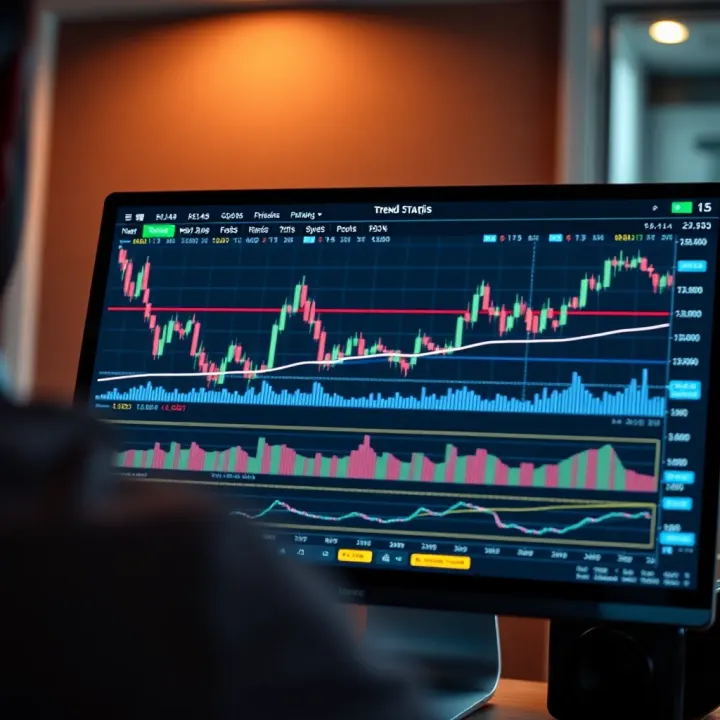 Chart showing trend analysis on a digital trading platform