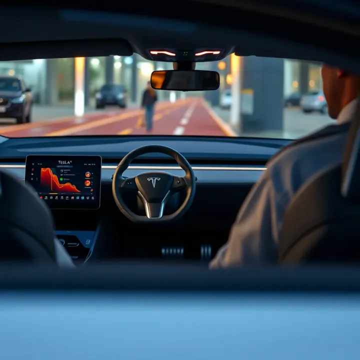 Dashboard of Tesla Model Y featuring advanced touchscreen interface and minimalist interior