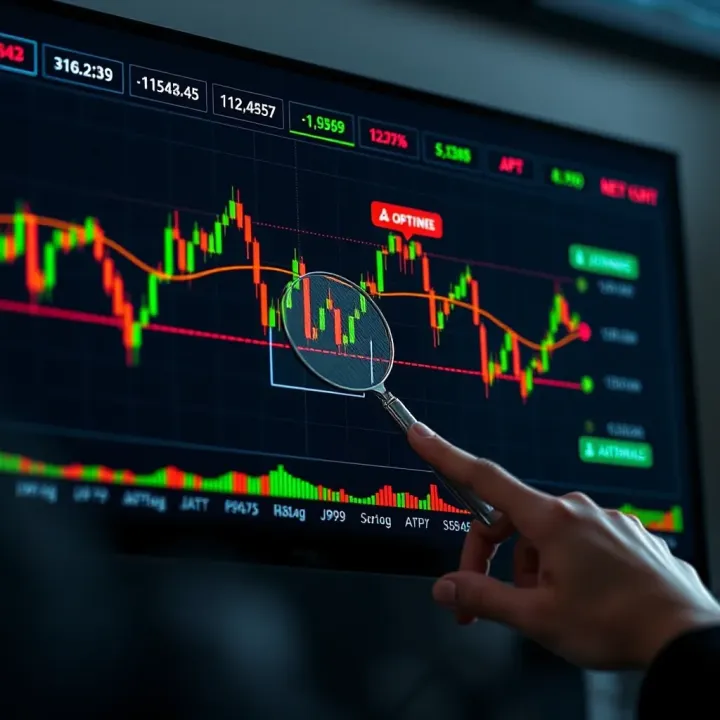 Graph displaying market trends with highlighted risks and trading strategy indicators