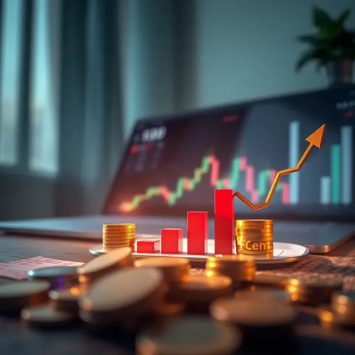 Conceptual graphic depicting the transition from a demo account to real investment with financial growth elements