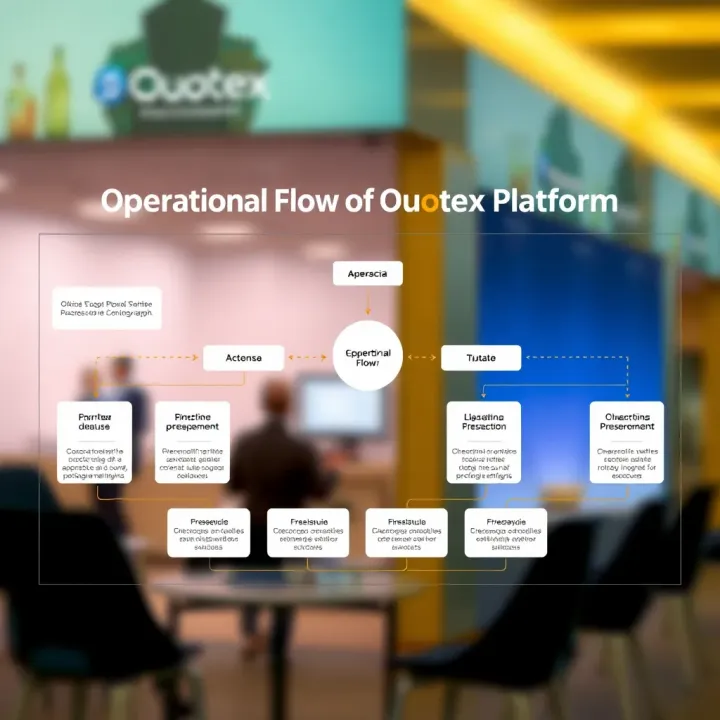 Diagram illustrating the operational flow and key features of Ouotex platform
