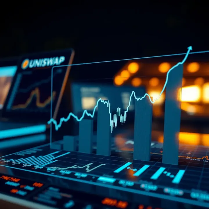Graph showing the growth trends and market dynamics of Uniswap decentralized exchange